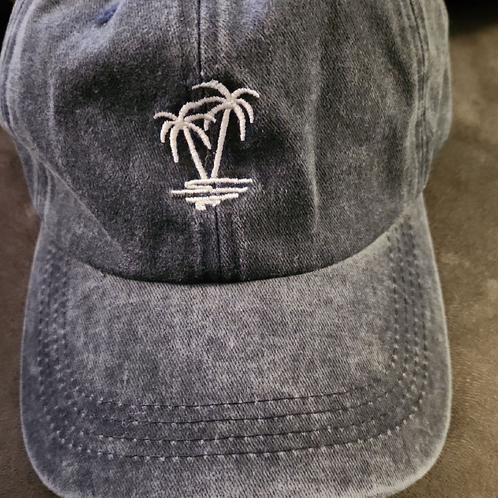 NEW - HAT, BASEBALL CAP - PALM TREES - color is blue